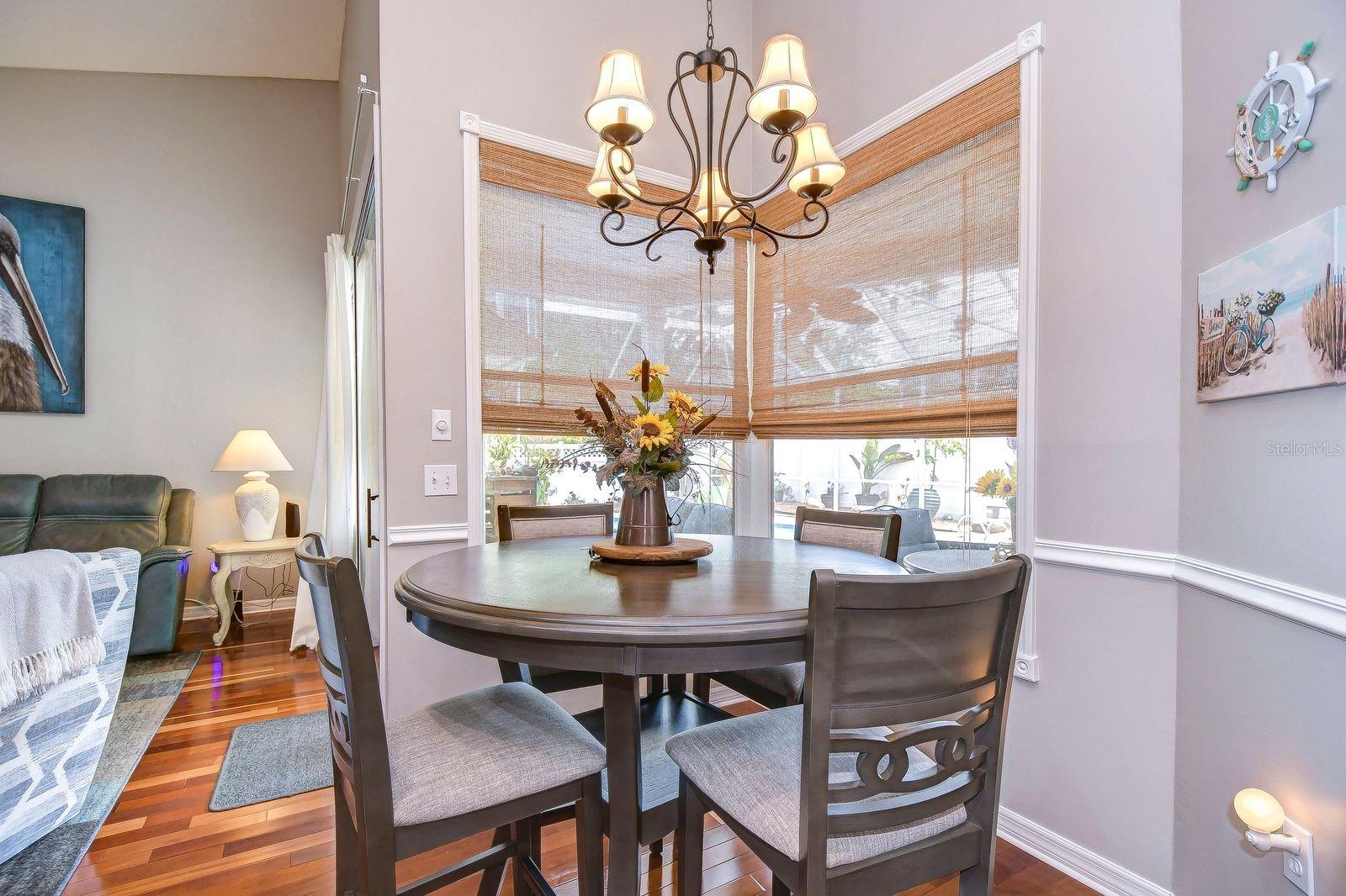 The breakfast nook completes the beautiful kitchen.