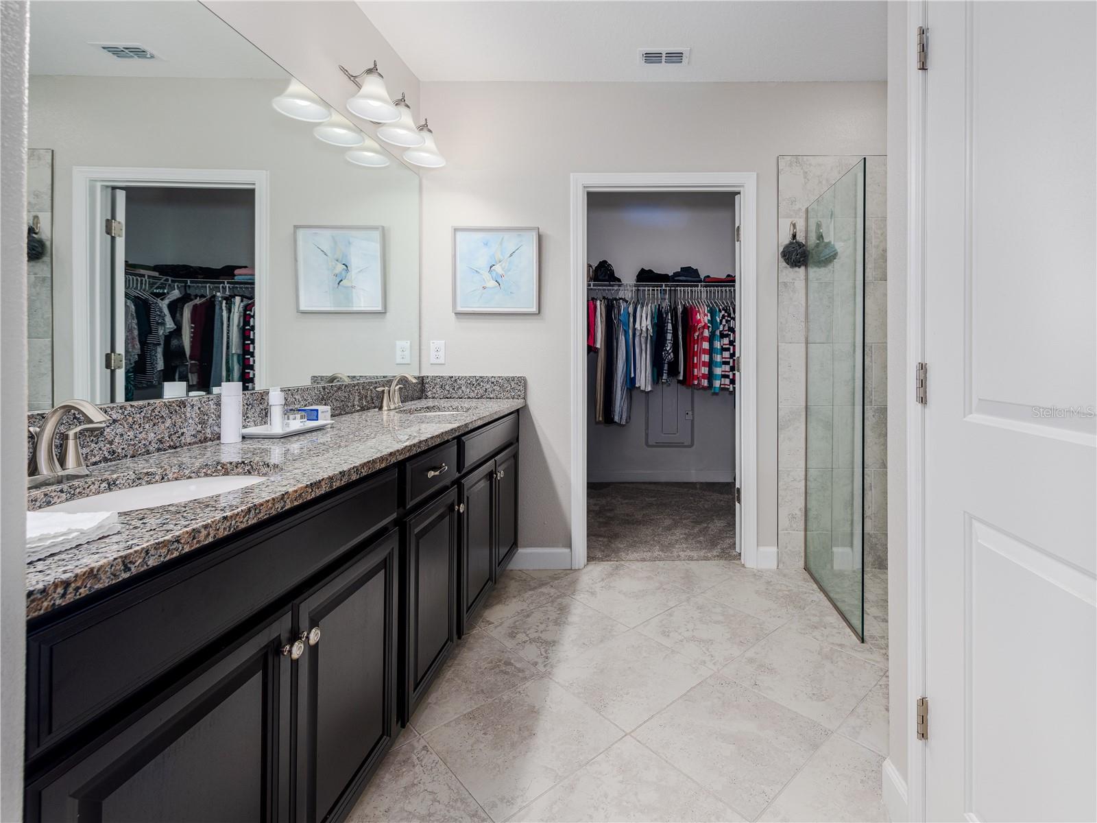 Master Bath with Double Sink, Step-In Shower and Walk-In Closet