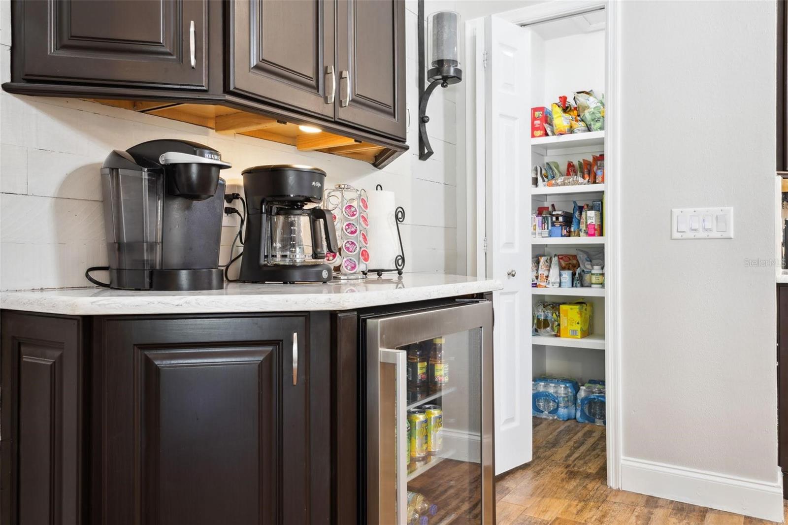 Wet bar with wine cooler