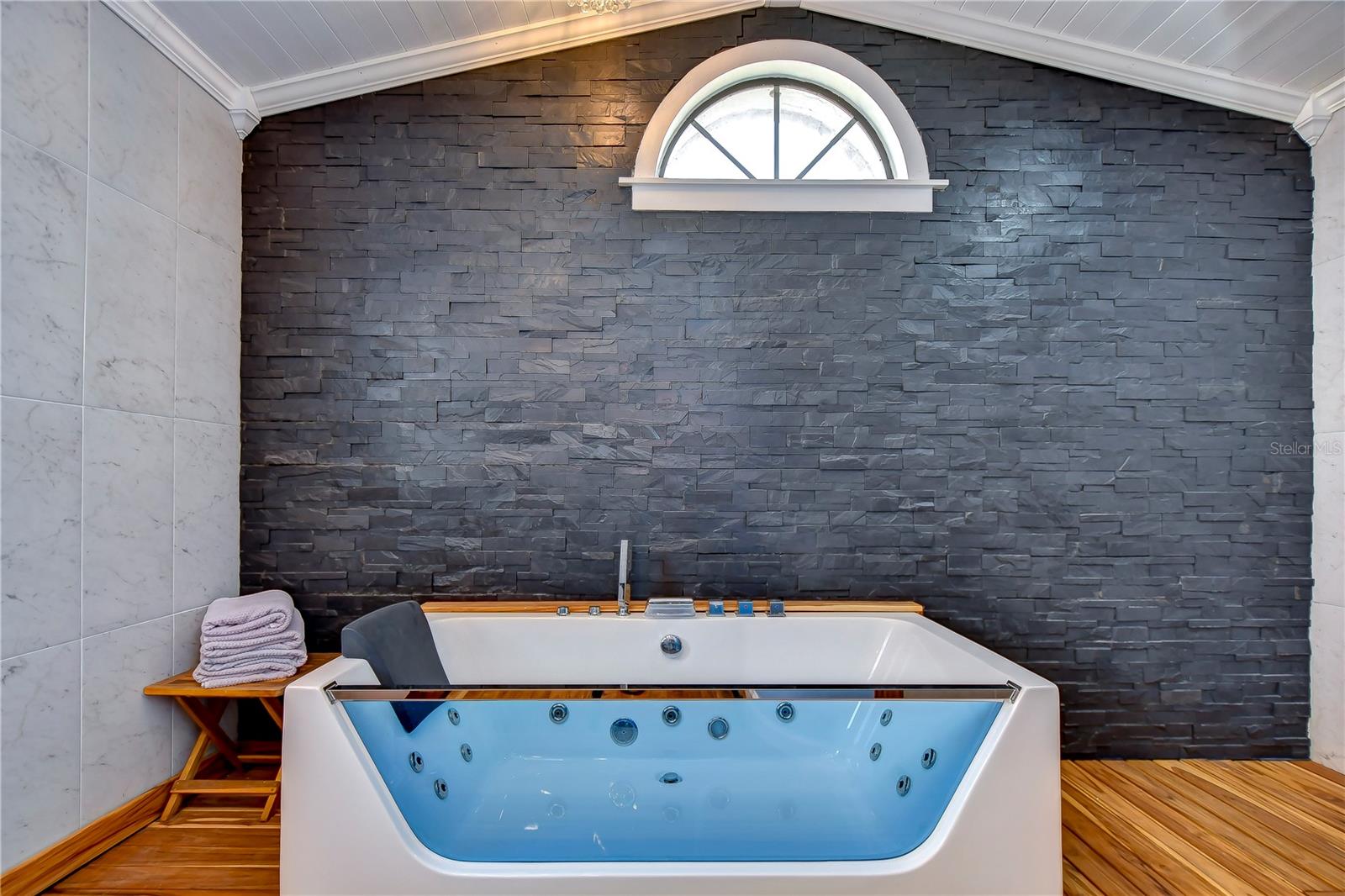 Beautiful stacked stone accent wall!