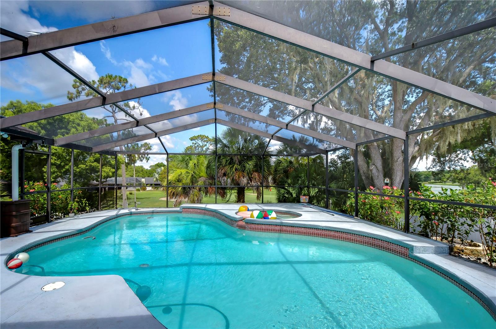 Enjoy the solar heated pool with golf course views!