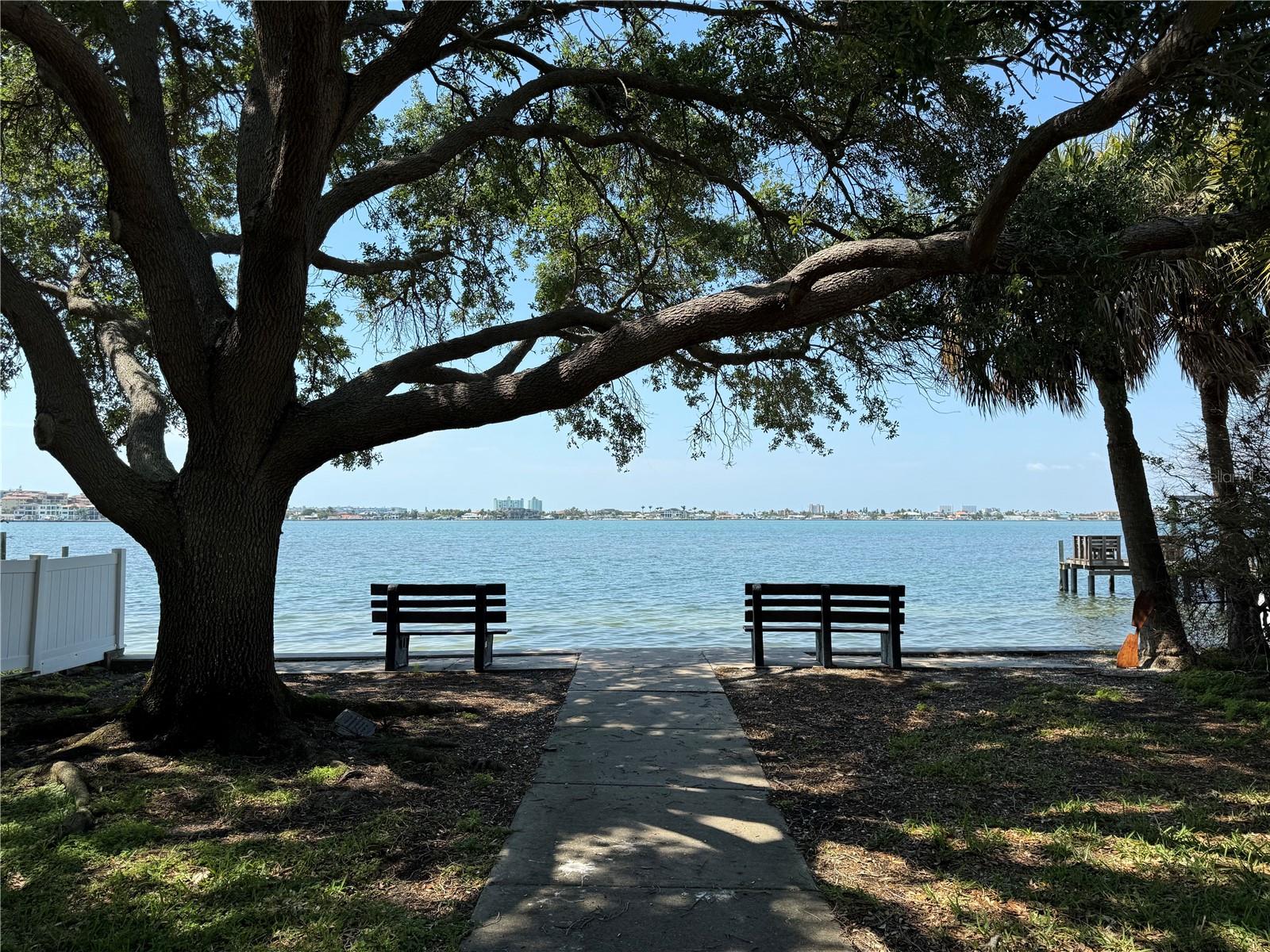 Steps to tranquil access to the intracoastal waterway at Boca Ciega Mini Park