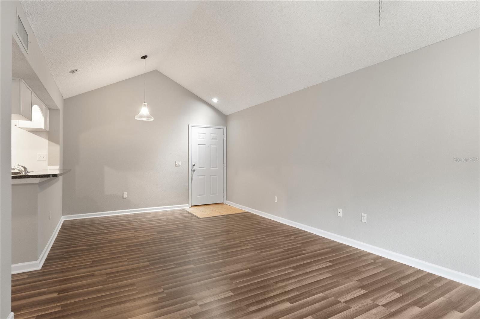 Vaulted ceiling due to 2nd floor unit