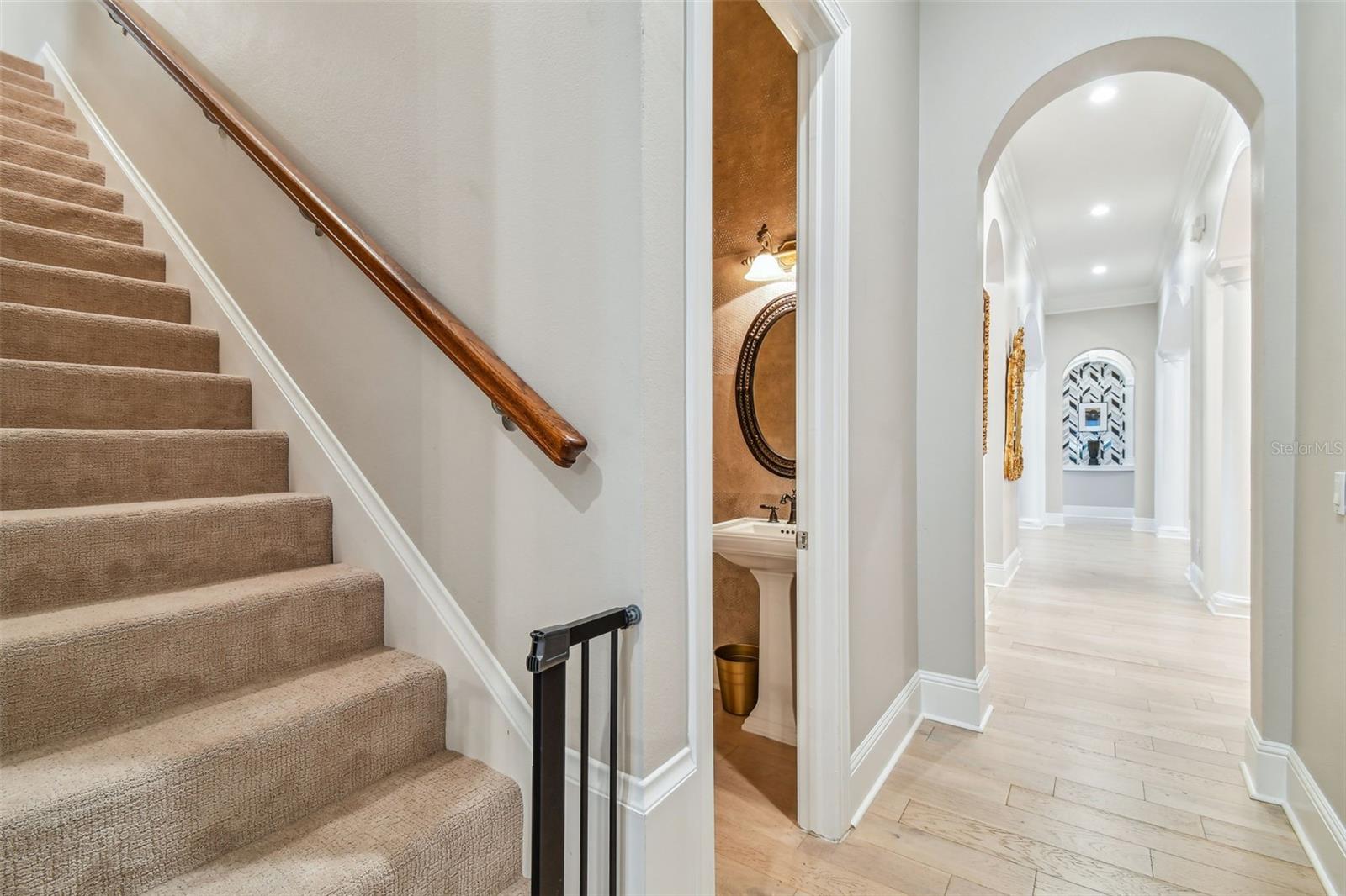 Hallway to the west wing & Stairs to 5th Bedroom