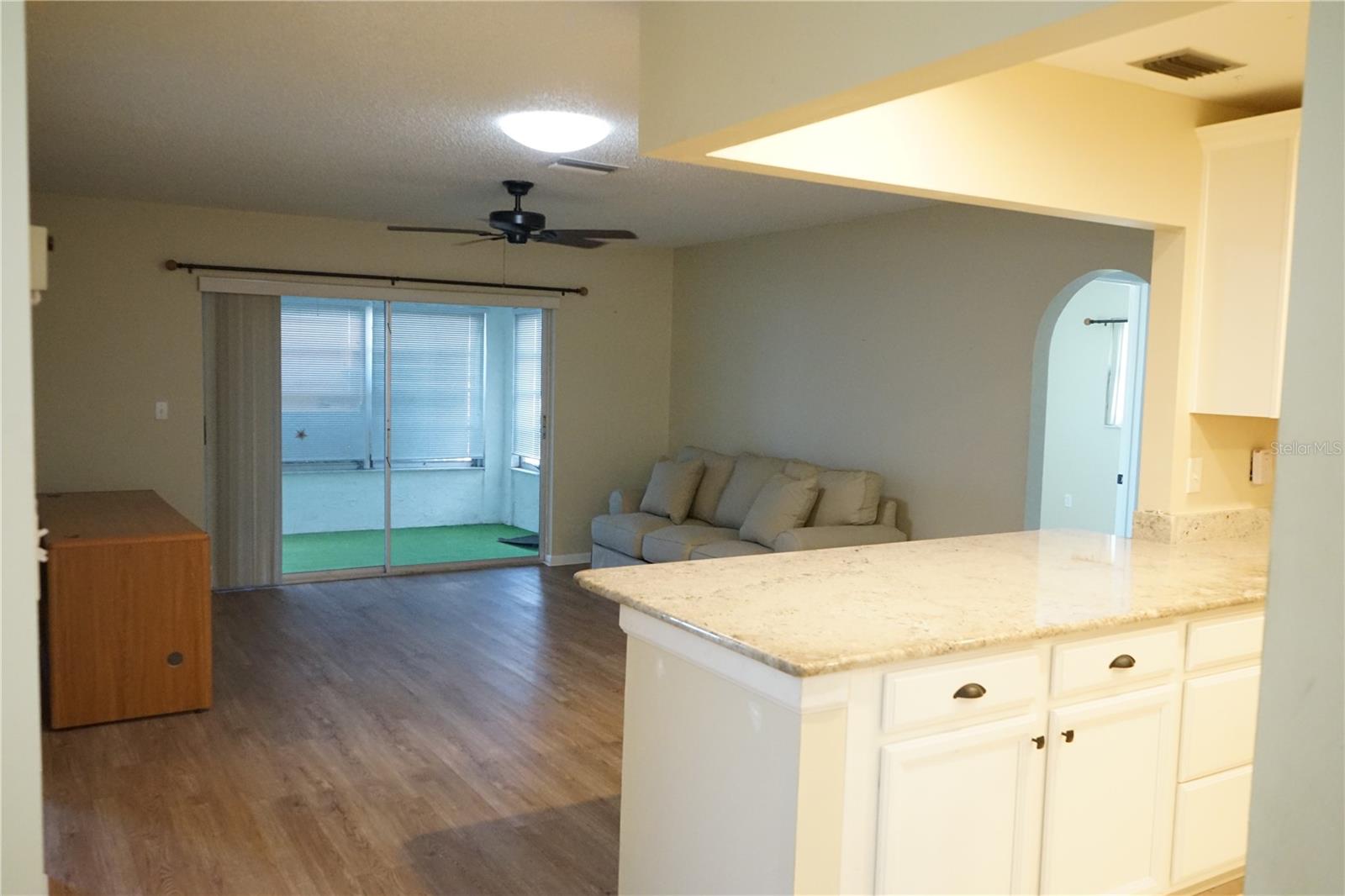 kitchen island view to family room