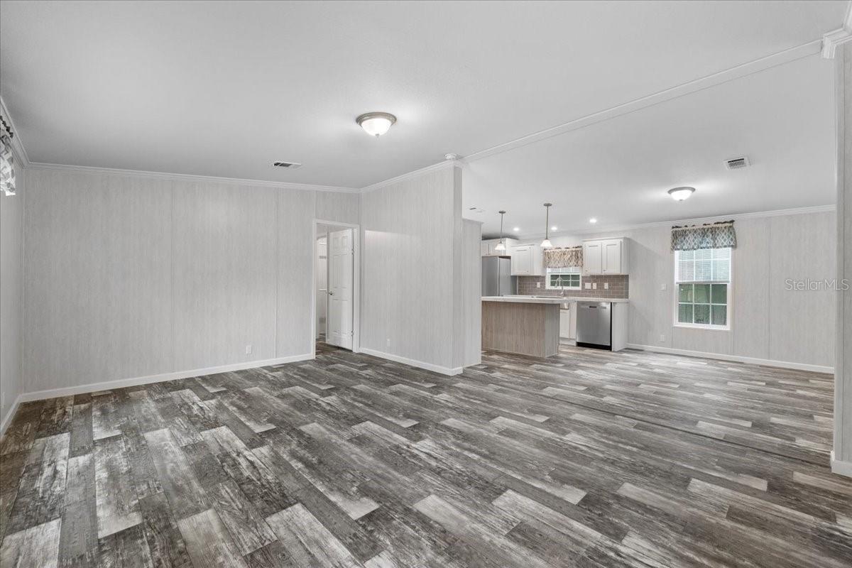 Entry - Living Room w/view of Kitchen, Dinette & Primary Bedroom