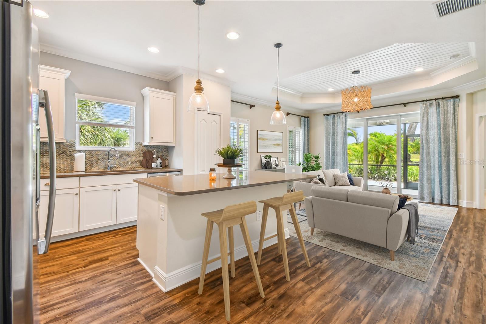 This open plan assures you will never be left along in the kitchen while entertaining. Join in the fun!