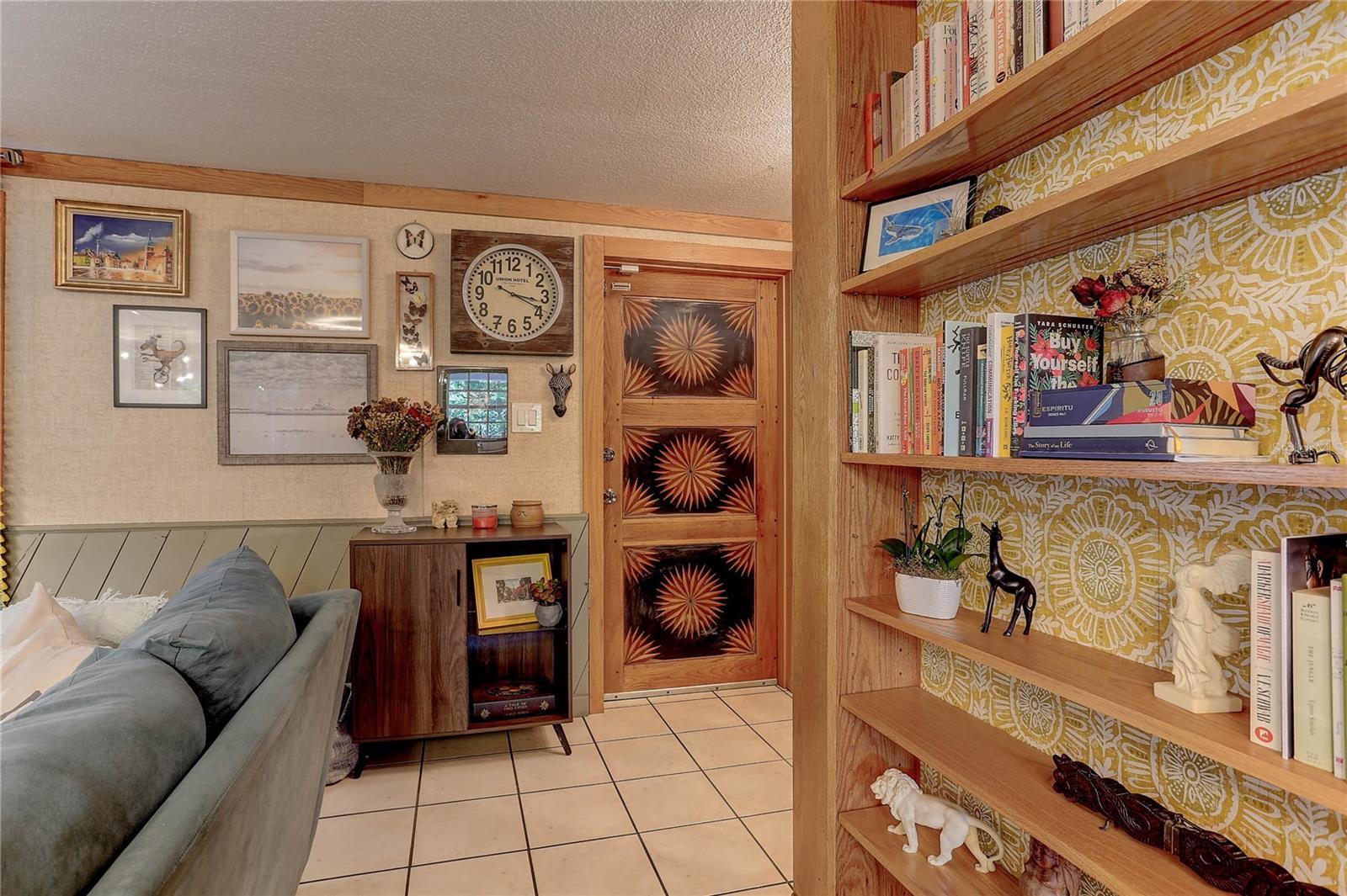 Built in bookcase in entry