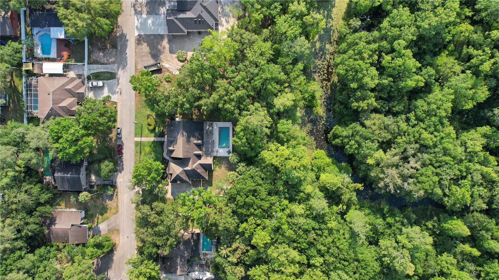 overview of the home, property and the tributary that leads into the Hillsborough River