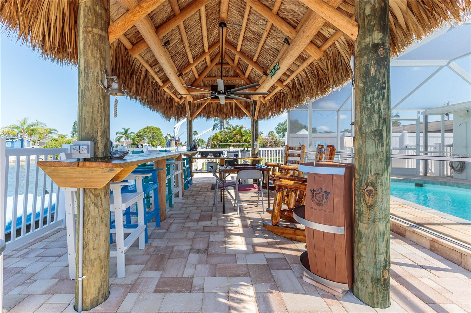 Custom made Tiki bar that has so much space for all!