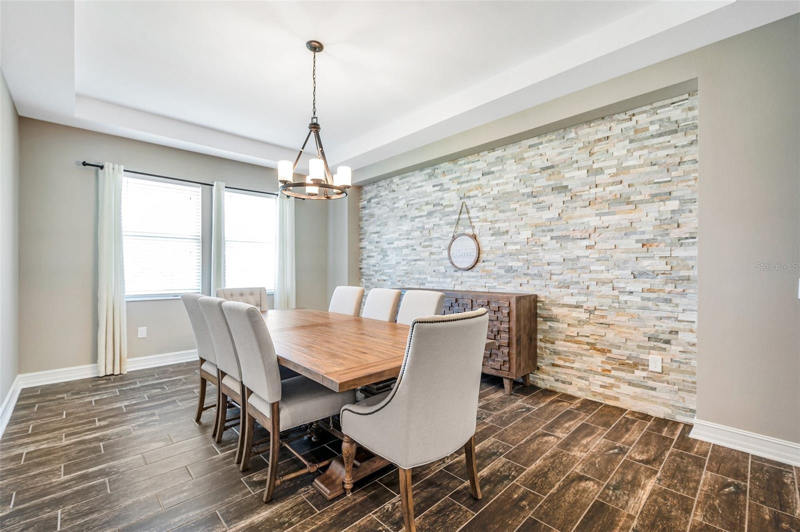 Dining Room with accent wall