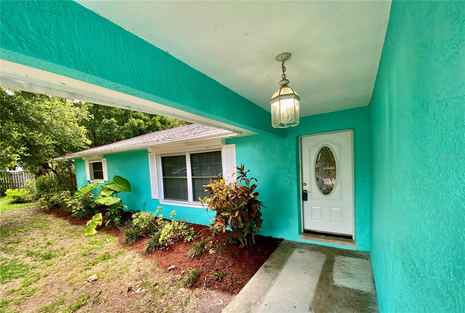 Freshly painted exterior in vibrant beachy color