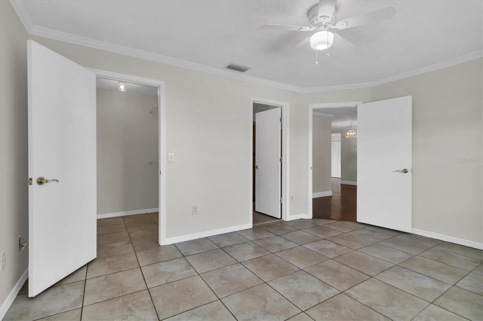 Primary bedroom with walk-in closet