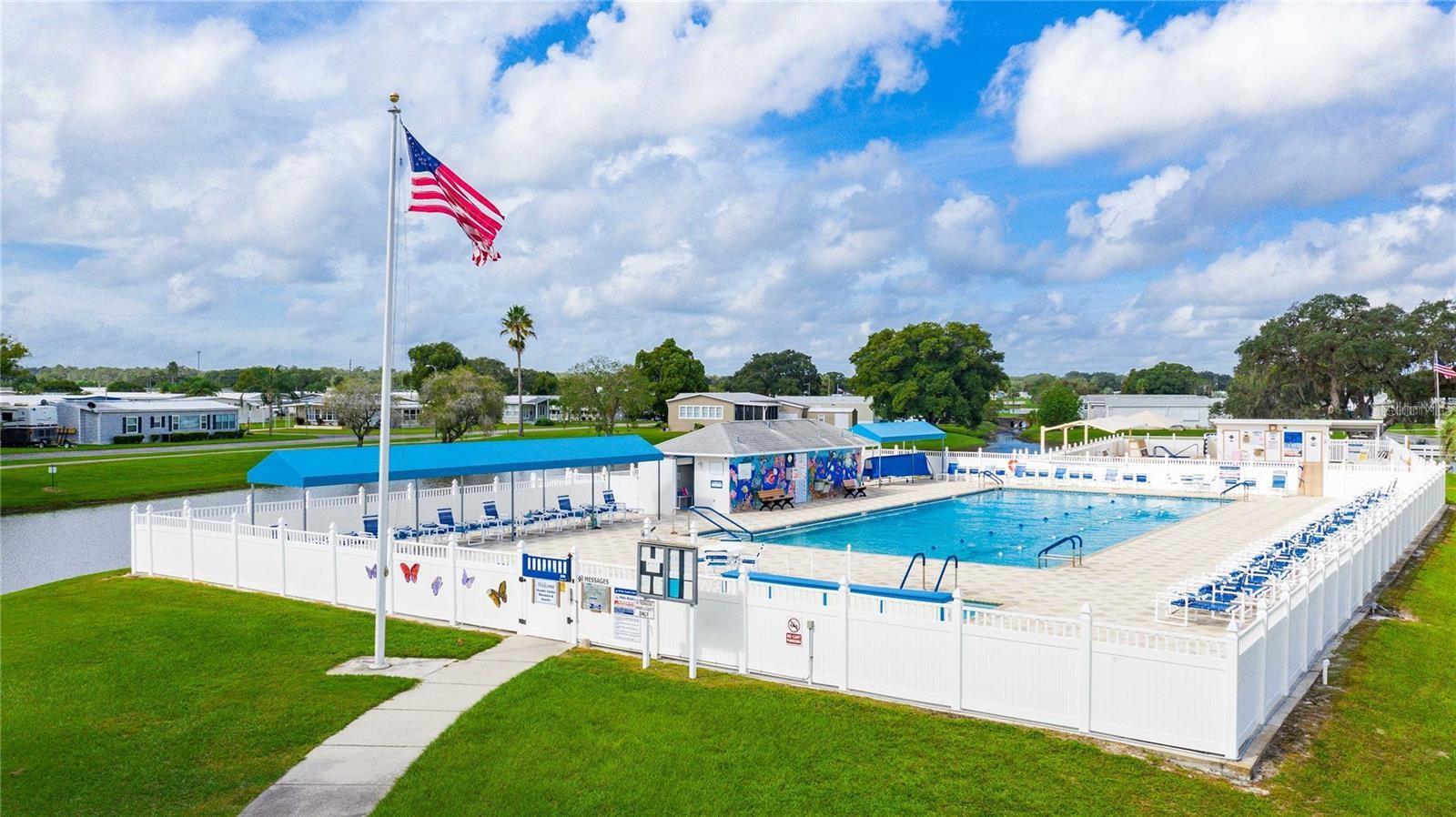 Community offers two heated pools.