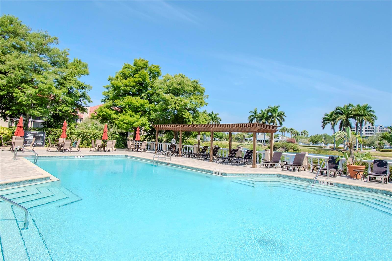 Community Pool with pond view