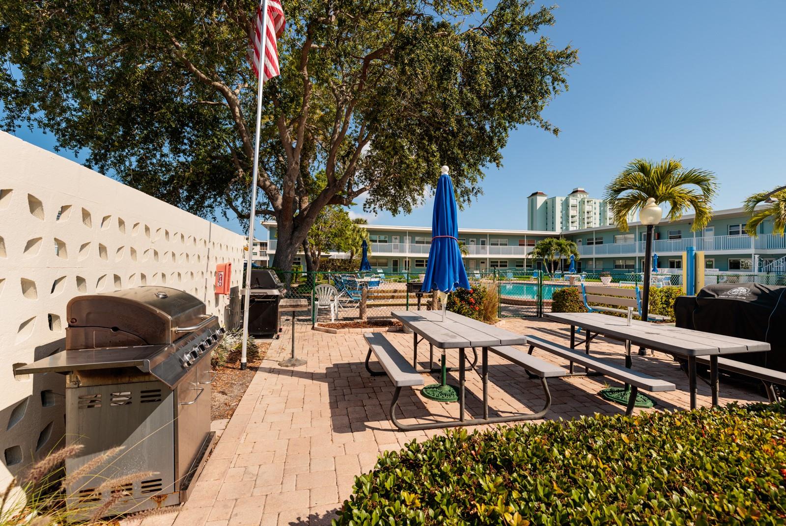 Grilling area next to the south pool by the pier.