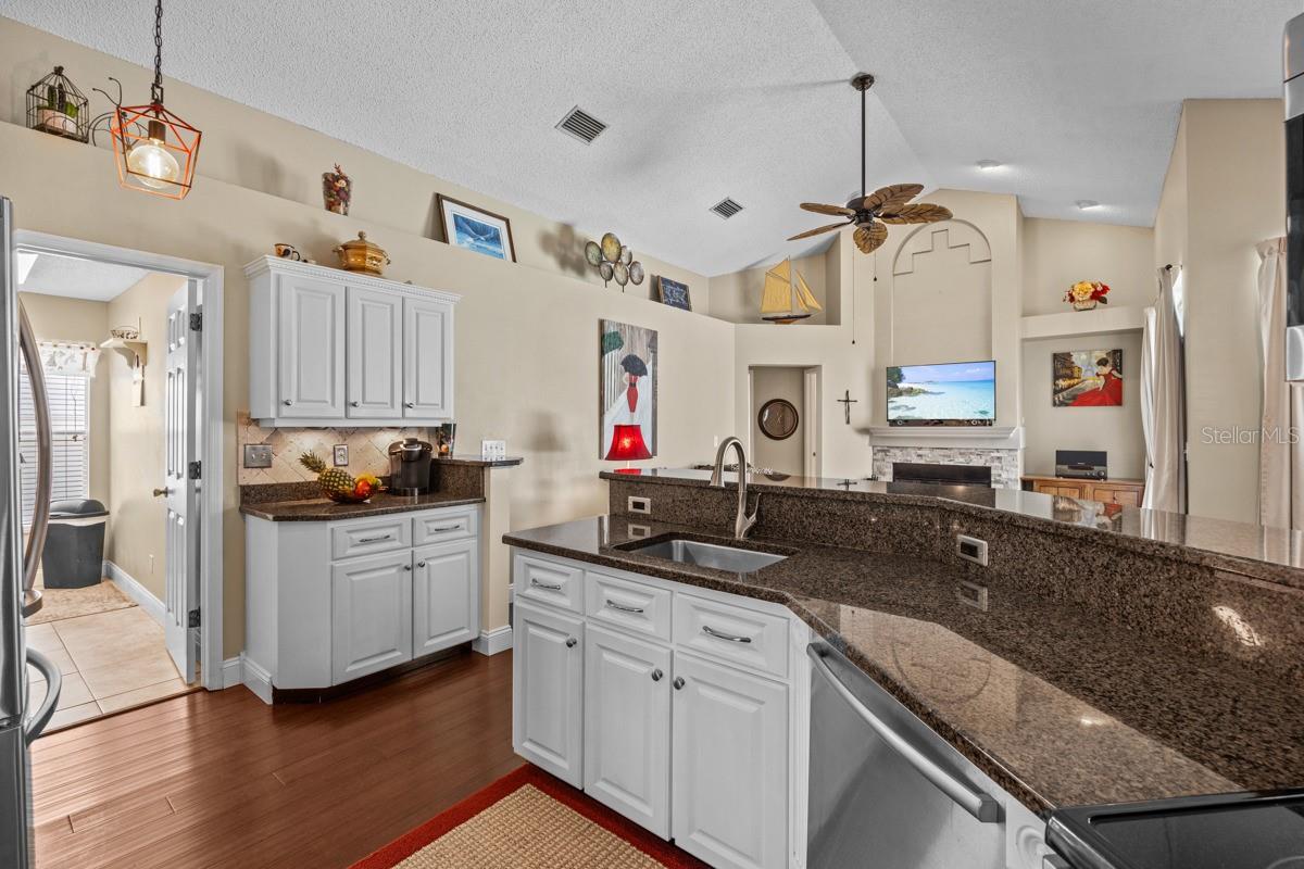 Kitchen open to Family room