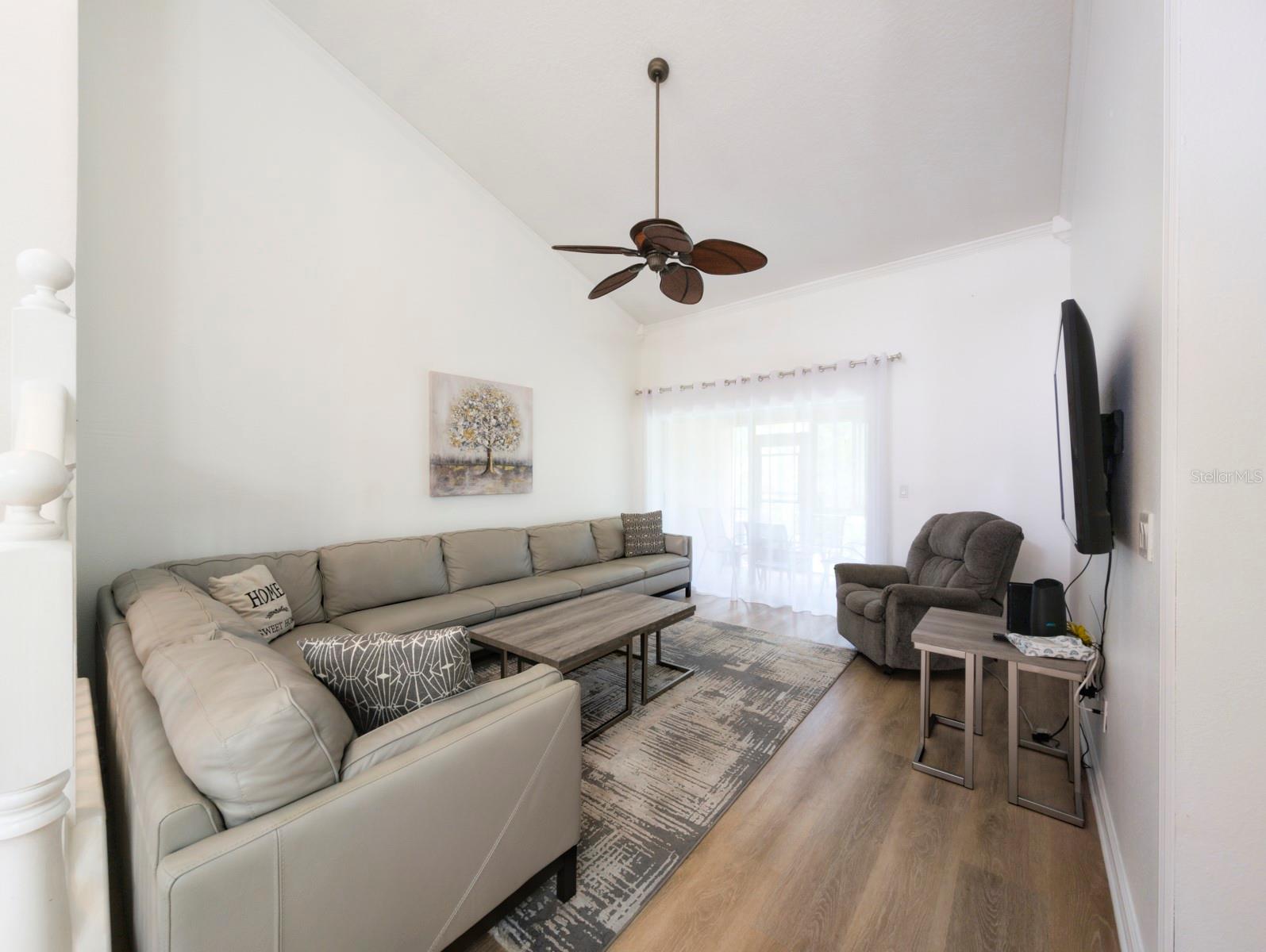 Living room with high ceilings