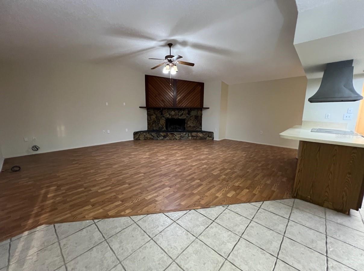 kitchen view to family room