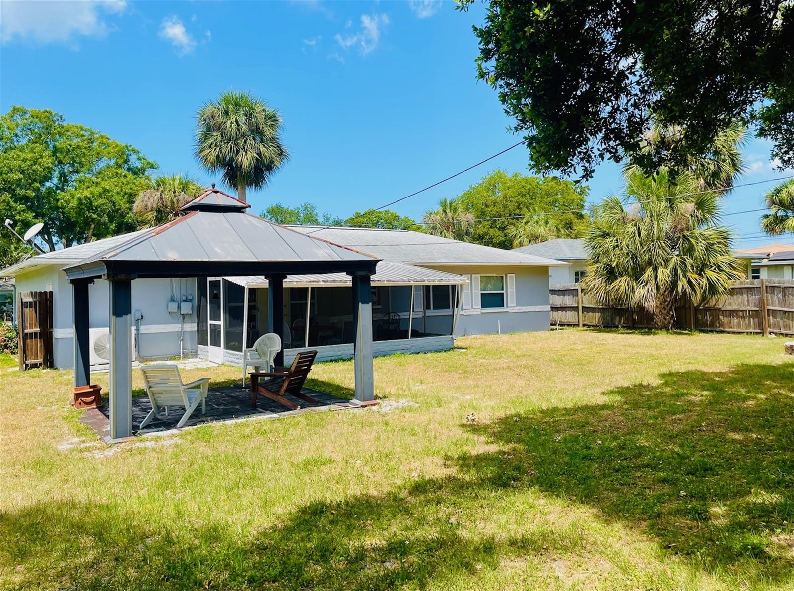 Backyard with Gazebo, view from southeast corner