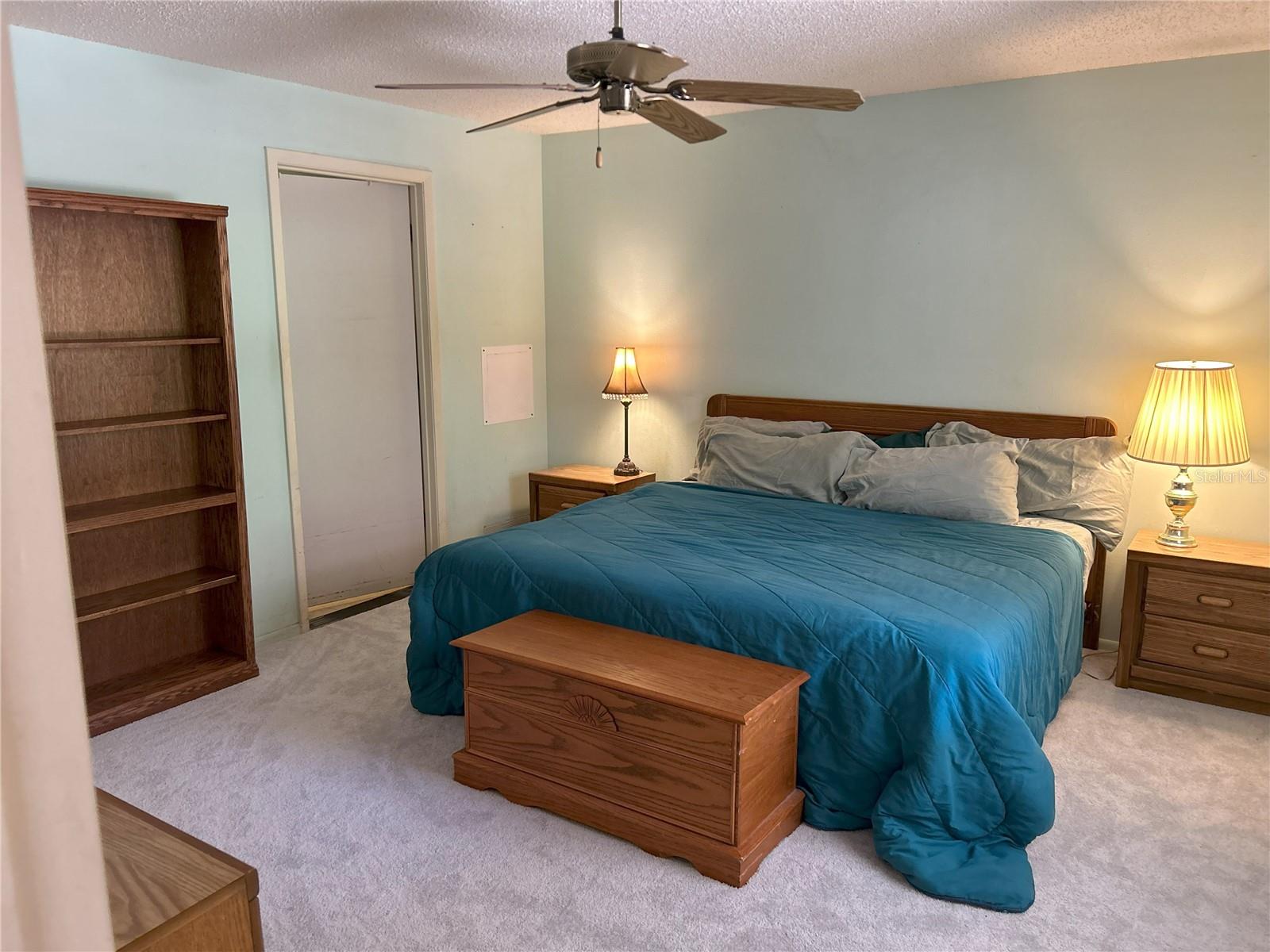 The spacious Master's Suite has lovely views of the lanai and yard.