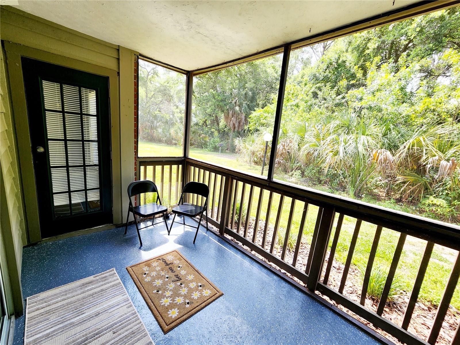 Screened balcony with Sliding Door enters to the living room and the access door from the second bedroom.