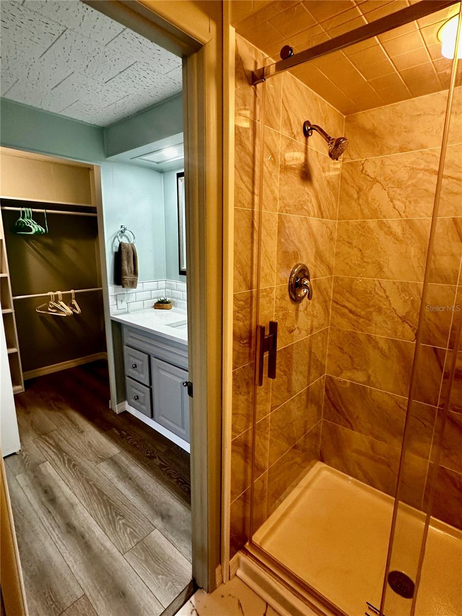 Walk-in Shower view toward vanity