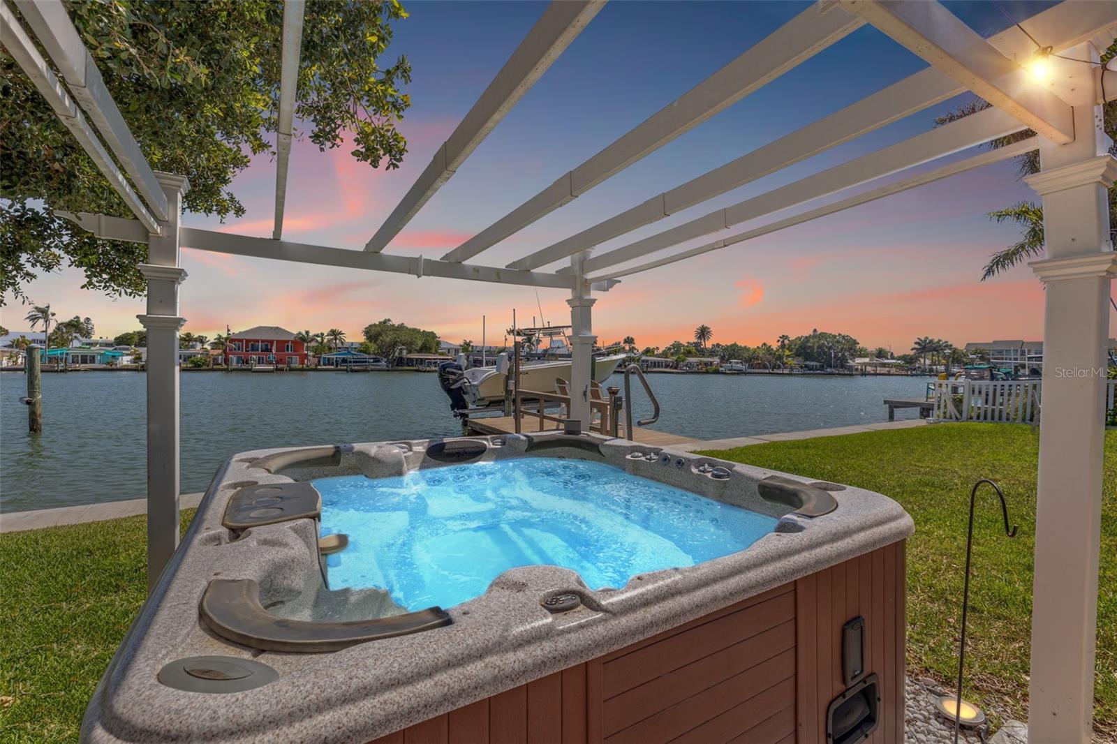 Relax in a hot tub while watching the sunset!