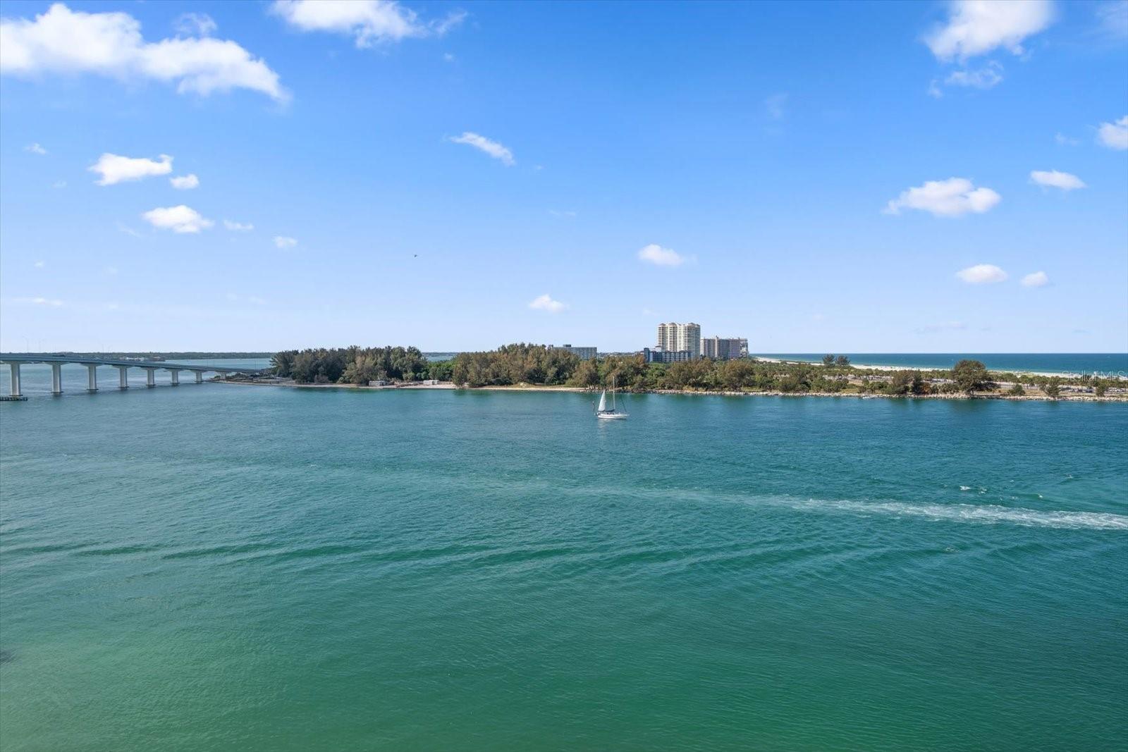 Views looking directly over Sand Key Park towards the Gulf of Mexico