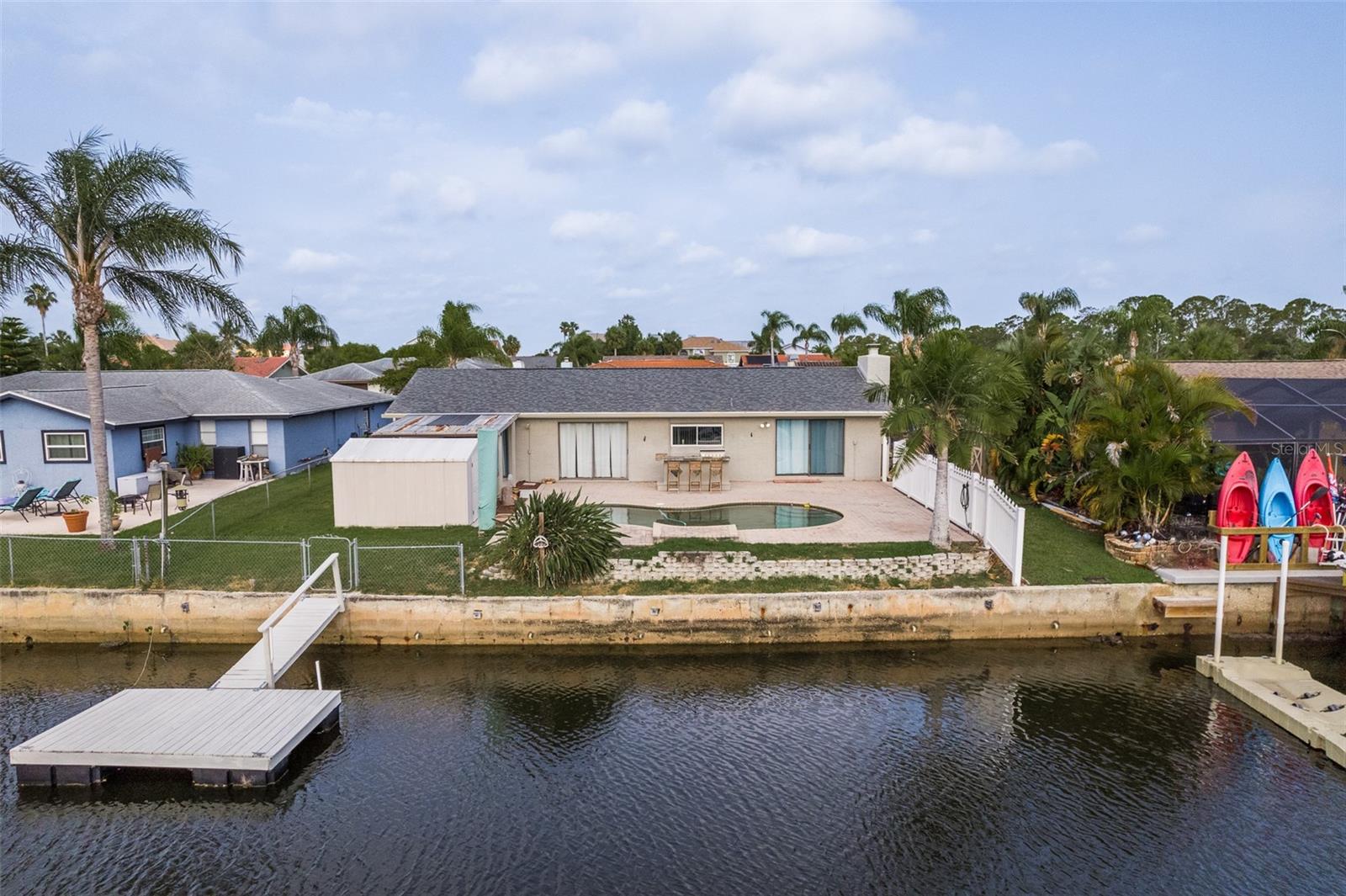 Back yard, pool and Dock