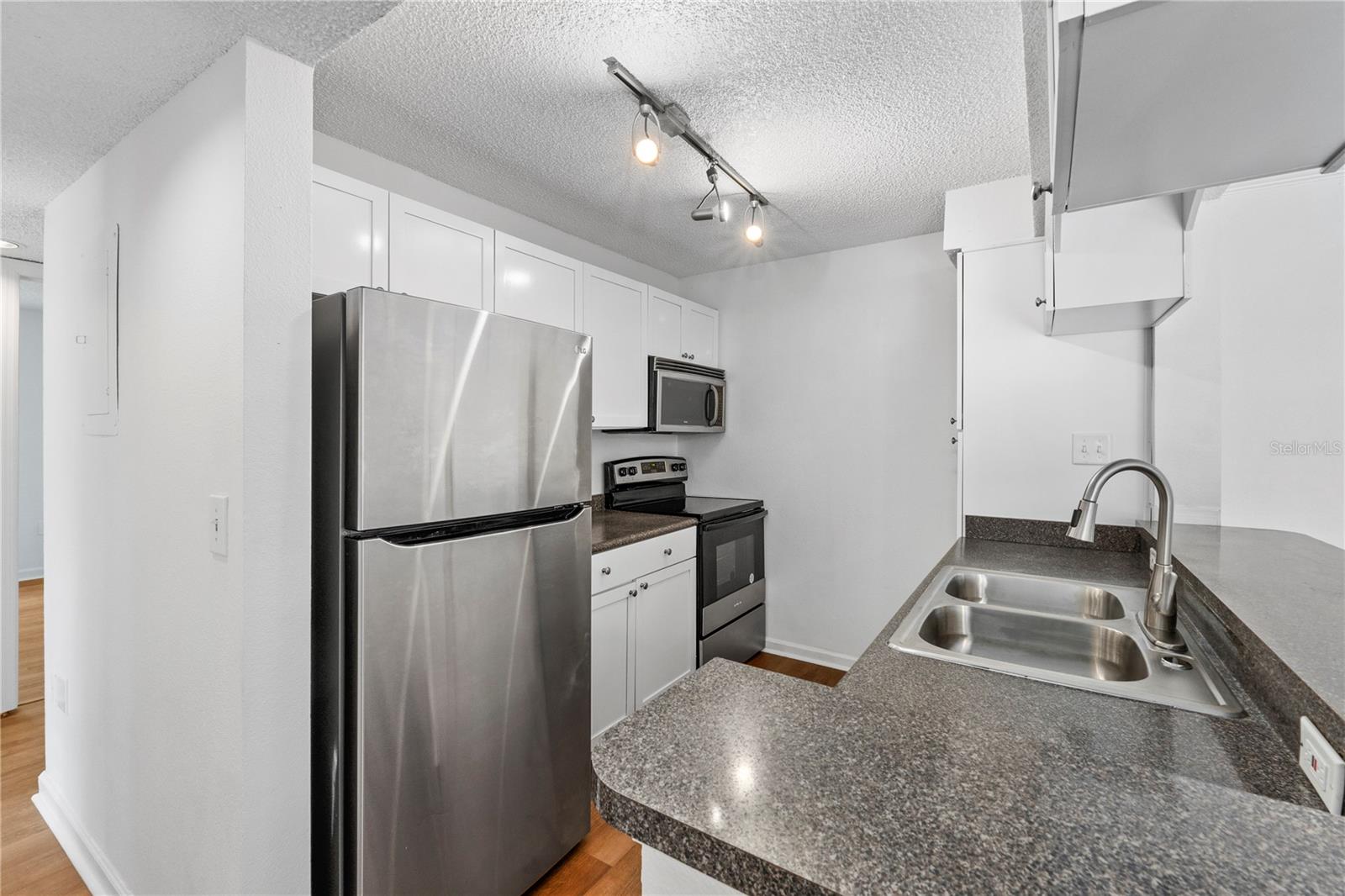 Galley style kitchen with lots of storage