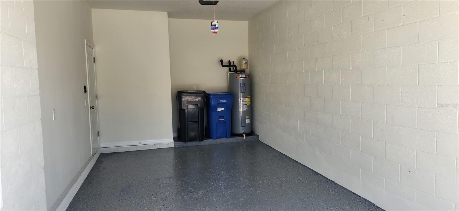 Garage with finished epoxy floor