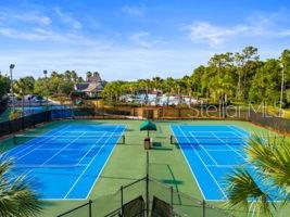 TENNIS COURTS AND SURROUNDED BY TROPICAL LANDSCAPING