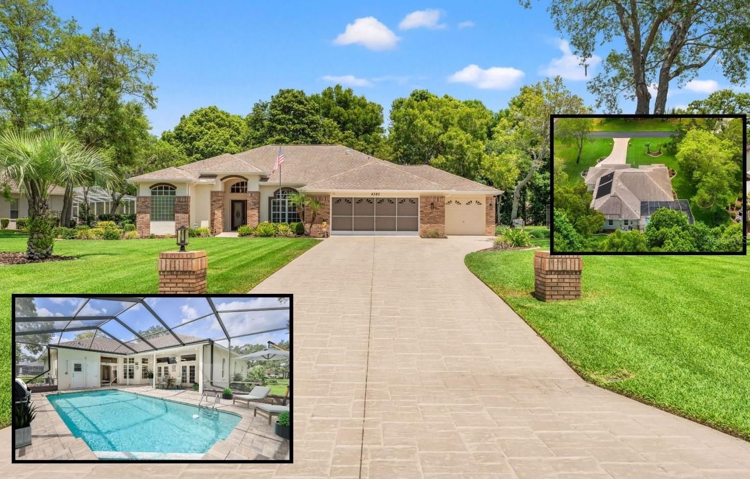 Alexander Custom  Solar Heated Pool Home with a Long Extended Driveway to the 3 Car Garage