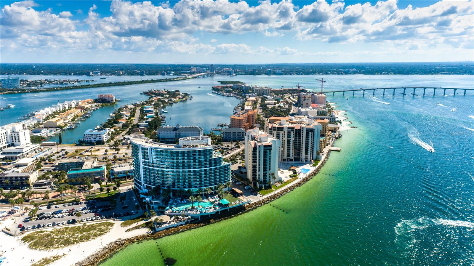 View North of Opal Sands, Sand Key Bridge (On Right), Clearwater Memorial Causeway (Upper Left)