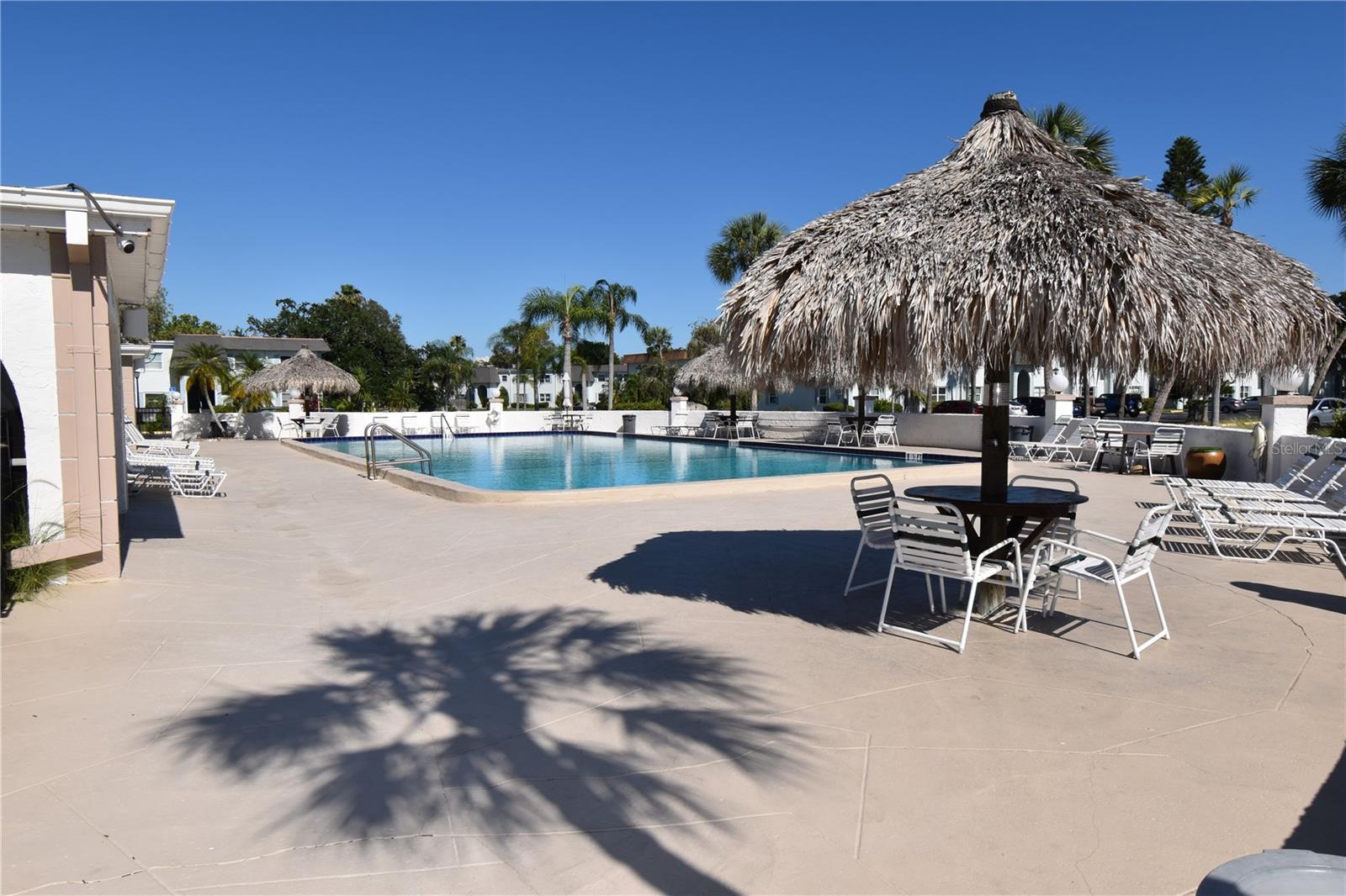 Community pool with seating