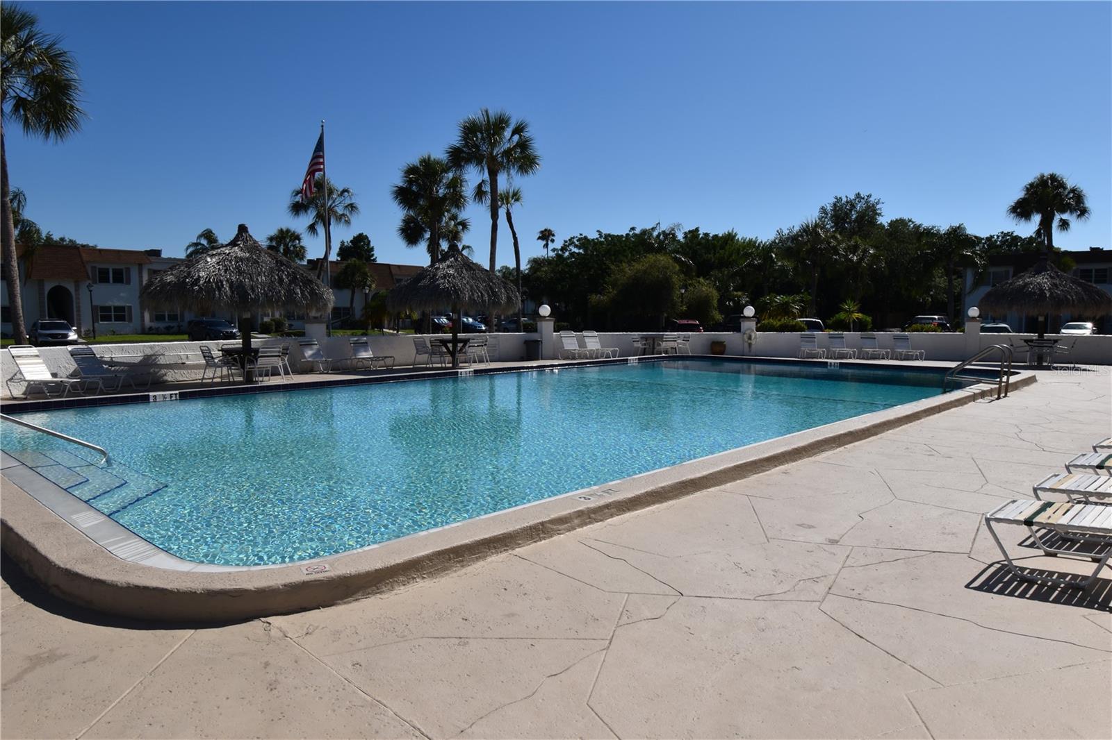 Community pool with seating