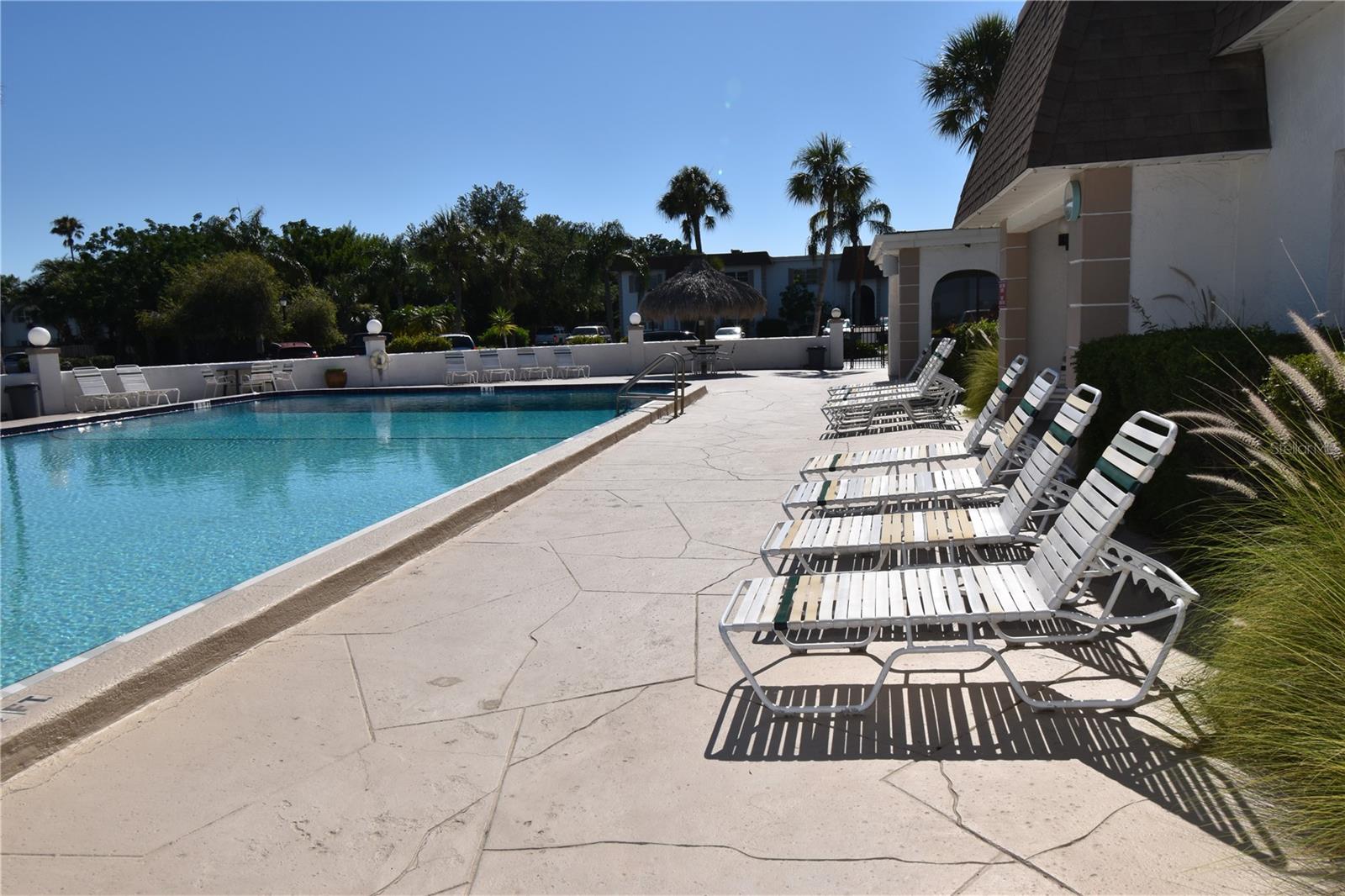 Community pool with seating