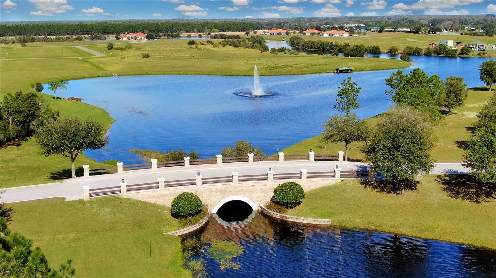 Lake Toscana Bridge, Fountain, Dock