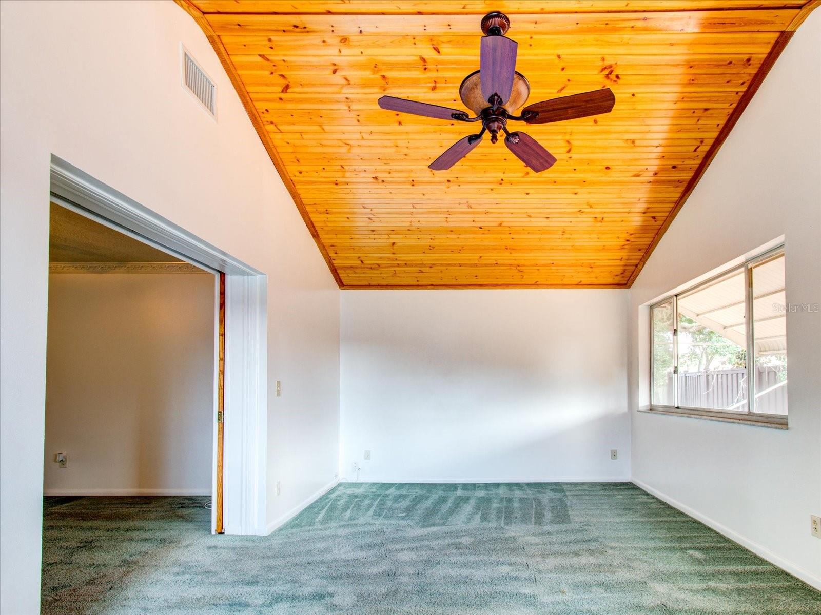 3rd Bedroom, or Media Room, with cedar ceiling.