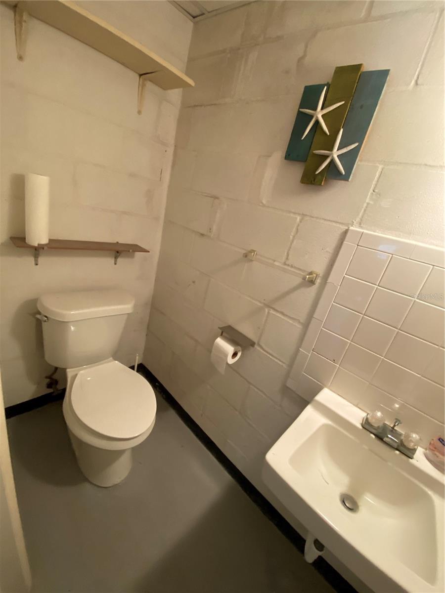 1/2 bathroom in garage