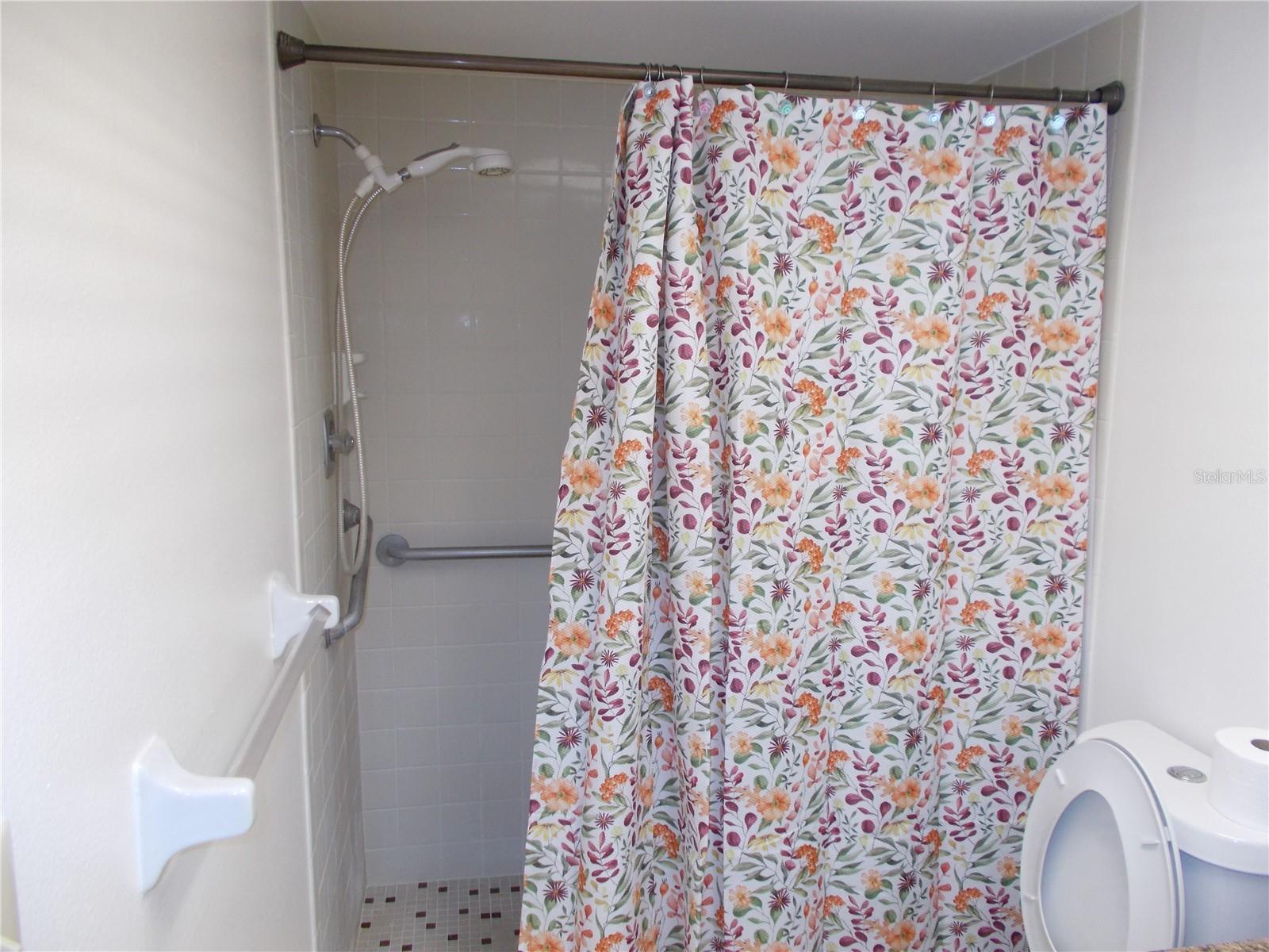 The shower stall.