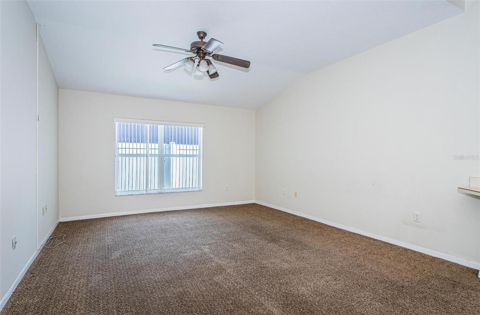 Family room with ceiling fan