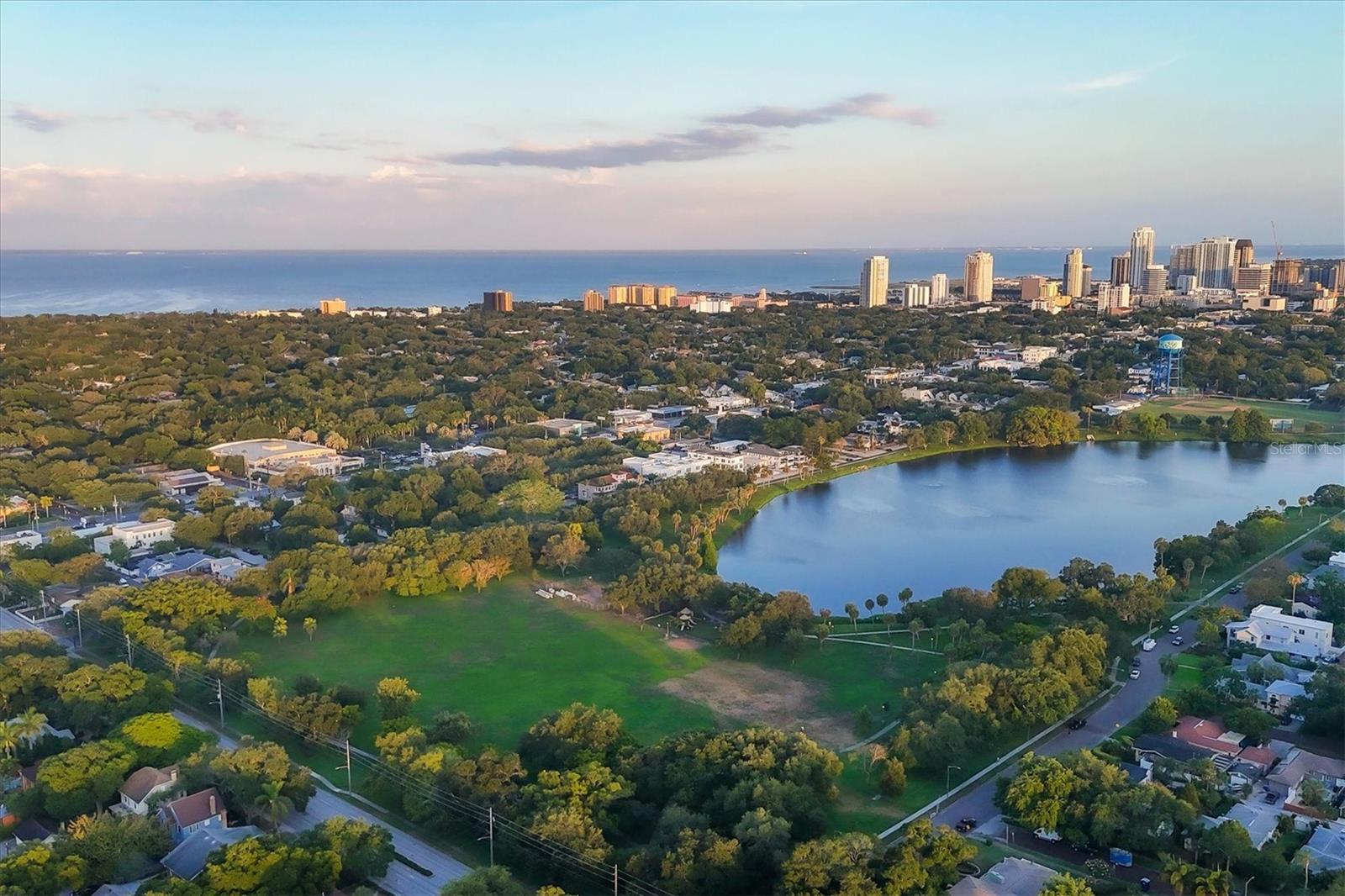Aerial of Tampa Bay, Downtown St Pete & Crescent Lake!