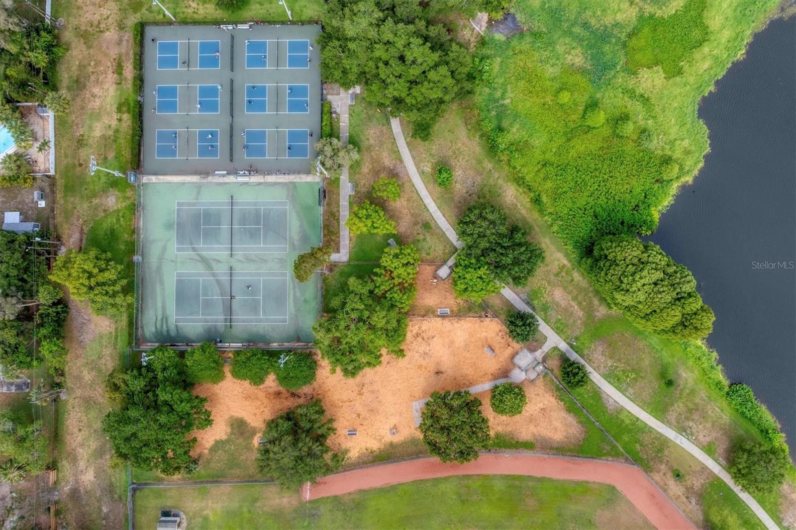 Aerial of the Pickelball & Tennis courts