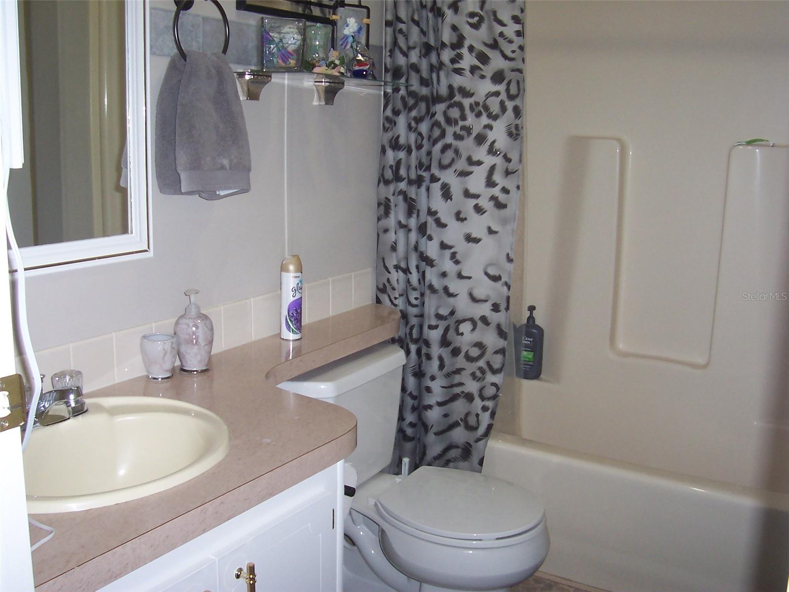 Guest bath with close proximity to the guest bedroom.  Tub/shower combination.