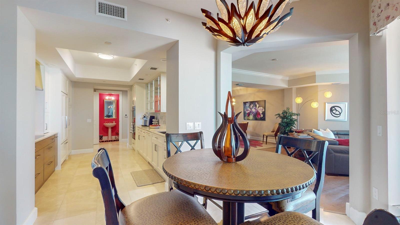 Eat in kitchen table, part view of living and kitchen area!