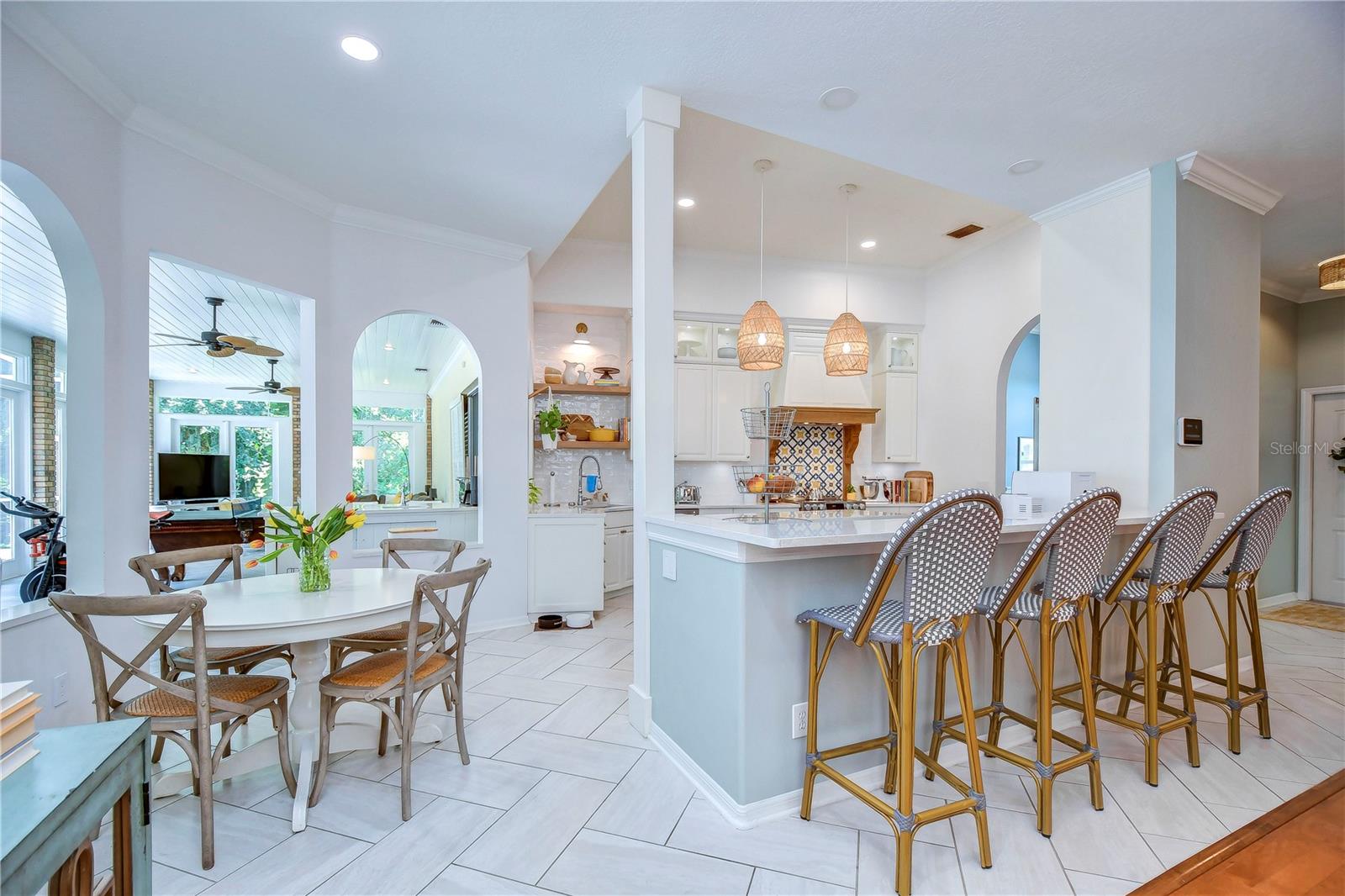 Remodeled kitchen with a bright breakfast nook and huge breakfast bar with seating!