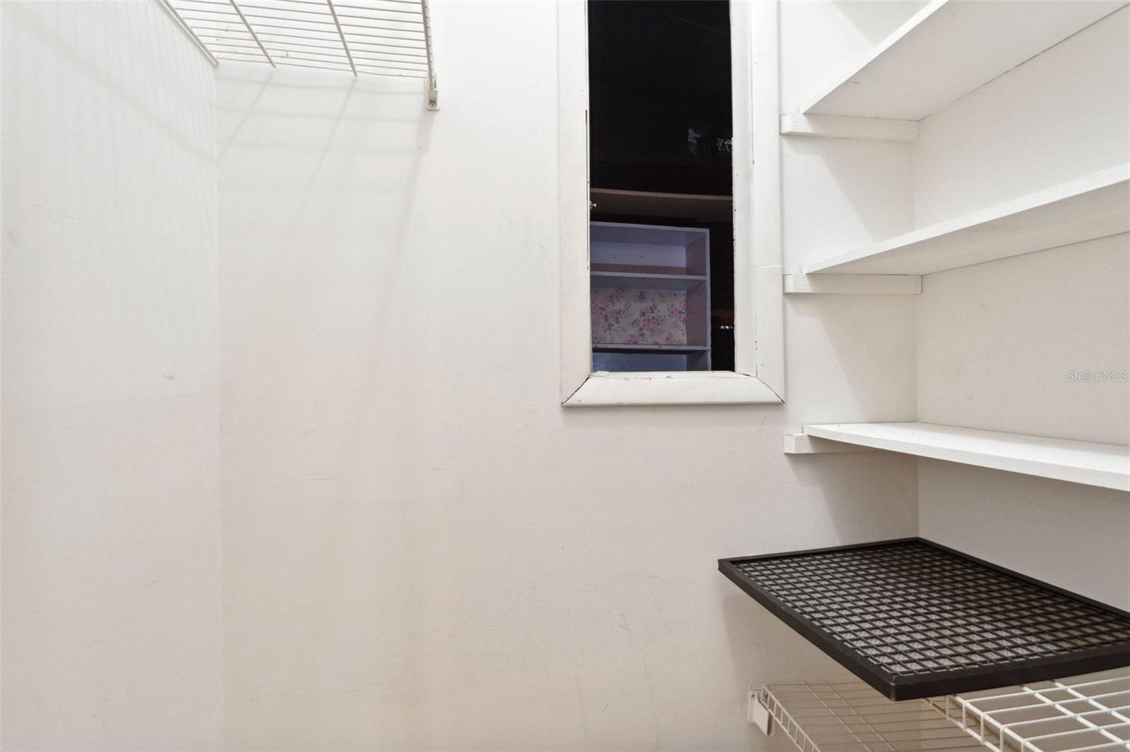 Third level storage closet with additional attic storage access