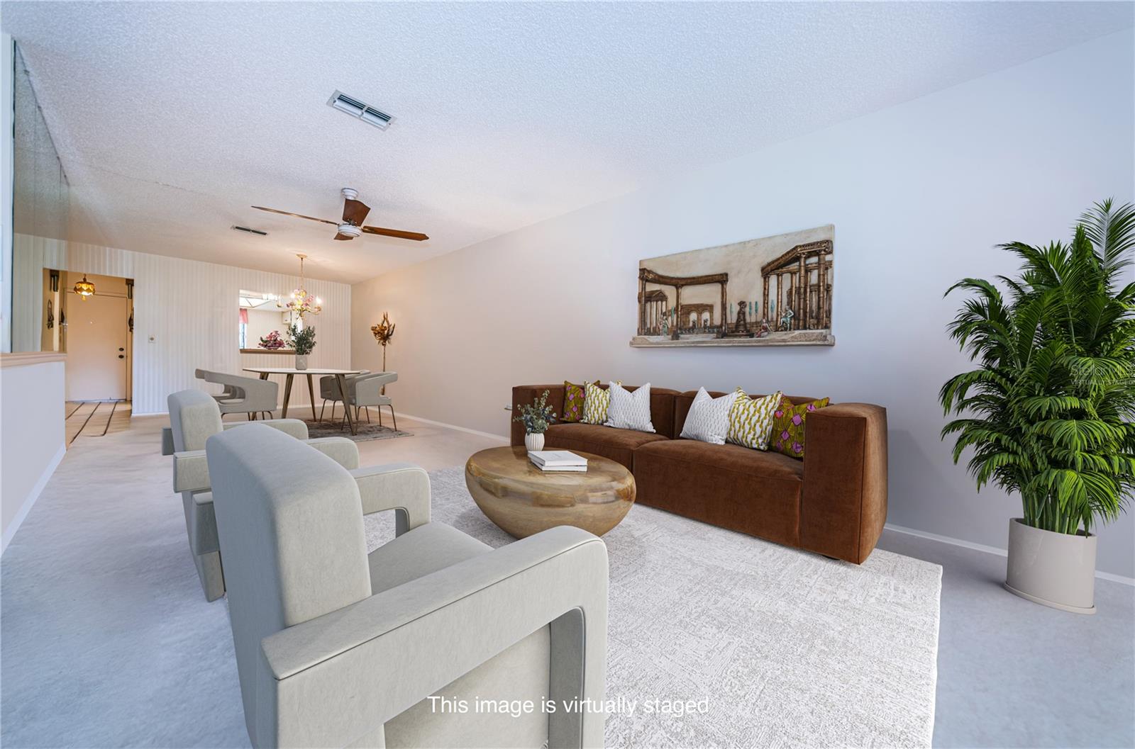 Virtually Staged Living Room/Dining Room